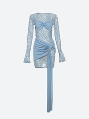 Robe courte froncée en dentelle