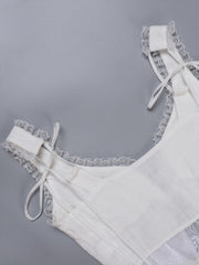 Débardeur court à volants et bordure en dentelle