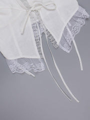 Débardeur court à volants et bordure en dentelle