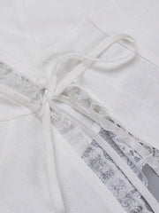 Débardeur court à volants et bordure en dentelle