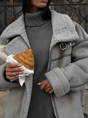 Manteaux en laine d'agneau à fermeture éclair, amples, décontractés, épais et chauds, style streetwear