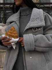 Manteaux en laine d'agneau à fermeture éclair, amples, décontractés, épais et chauds, style streetwear