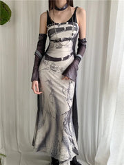 Robe longue effet marbre