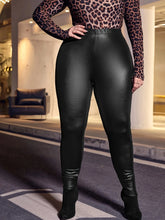 Pantalon en cuir stretch mat noir pour femme grande taille - Nouveauté mode