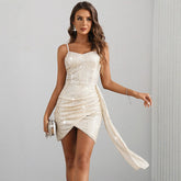 Backless Sequ Dress Short Dress Party Dress