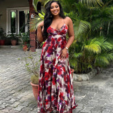 Printed Pleated Suspender Long