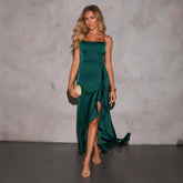 Socialite Spaghetti Strap Ruffle Slit Formal