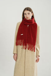 Écharpe de Noël en laine mélangée à franges tissées