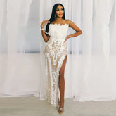 Haut tube fendu haut à sequins