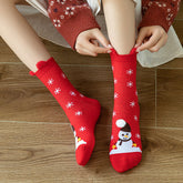Cute Cartoon 3D Ear Red Mid Calf Christmas Socks