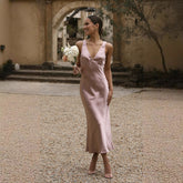 Robe midi fendue à bretelles et col V