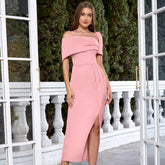 Dress Simple Tube Top Short Sleeve Irregular Asymmetric