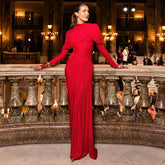 Robe plissée taille cintrée de haute qualité, couleur unie