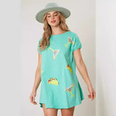 Beach Sequ Short Sleeve Loose Casual Dress