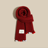 Solid Pompom Knit Christmas Scarf