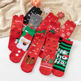 Cotton Cute Cartoon 3D Ear Red Mid Calf Christmas Socks