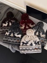 Bonnet de Noël vintage en jacquard à motif renne