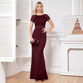 Ladies Short Sleeve Slim Fit Dress Slimming Cocktail Formal Dress Party