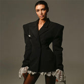 Fall Lace Stitching Collar Long Sleeve