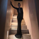 Hollow Out Cutout out Split Dress Beach Cover up Bohemian Dress Long Mopping Backless Fishtail Evening Dress