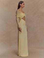 Robe maxi à épaules dénudées et découpes