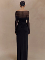 Robe maxi à épaules dénudées et découpes