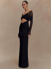 Robe maxi à épaules dénudées et découpes