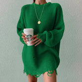 Oversized Casual Sexy Club Y2K Women Knitted Green O Neck Christmas Sweater Green / S Sweaters-L