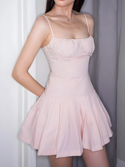 Robe mini rose plissée