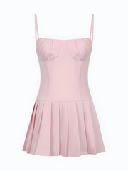 Robe mini rose plissée