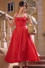 Adabella Cotton Halter Midi Sundress