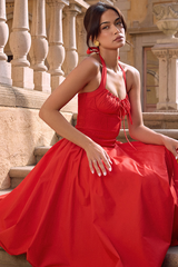 Adabella Cotton Halter Midi Sundress