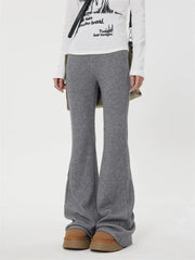 Pantalon croisé gris vintage, noir basique évasé, style rétro décontracté