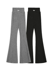 Pantalon croisé gris vintage, noir basique évasé, style rétro décontracté