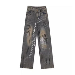 Pantalon baggy taille haute style graffiti vintage Y2K