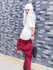 Pantalon cargo rétro steampunk à jambes larges, amovible et multi-usages