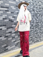 Pantalon cargo rétro steampunk à jambes larges, amovible et multi-usages