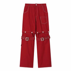 Pantalon cargo rétro steampunk à jambes larges, amovible et multi-usages