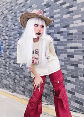 Pantalon cargo rétro steampunk à jambes larges, amovible et multi-usages