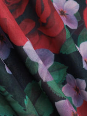 Robe longue à roses rouges