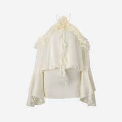 Robe courte à volants roses