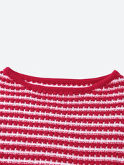 Robe courte rayée en maille