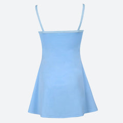 Robe mini en satin à rayures et empiècements