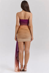 Robe mini bustier froncée Sunset