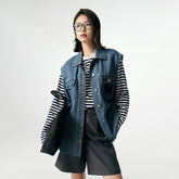 Vestes décontractées d'automne sans manches à col polo, logo brodé en 3D et poches multiples