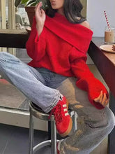 Pull-over décontracté, ample, tendance et confortable à manches longues, col polo uni.