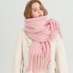 Cashmere Winter Pashmina Blanket Wrap - Thick And Soft Scarf Light Pink Scarfs-L