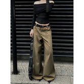 Jean baggy marron style streetwear Harajuku taille basse vintage Y2K