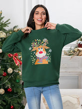 Christmas Deer Print Crew Neck Fall Winter Long Sleeve Casual Hoodie Hoodies-L