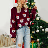 Pink Sequin Long Sleeve Vintage Blouse Ugly Santa Claus Hoodie Christmas Sweater Sweaters-L